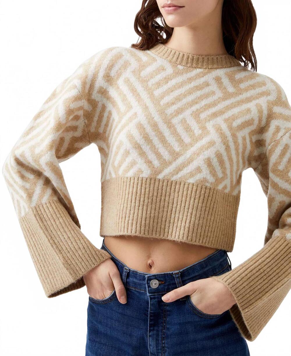 NEW FRENCH CONNECTION martina graphic jumper in beige